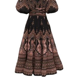 Zimmermann Black Floral Midi Dress AU size 1